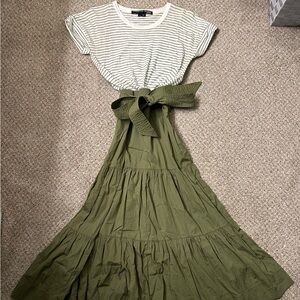 Veronica Beard Trail Mixed Media Dress in Fern